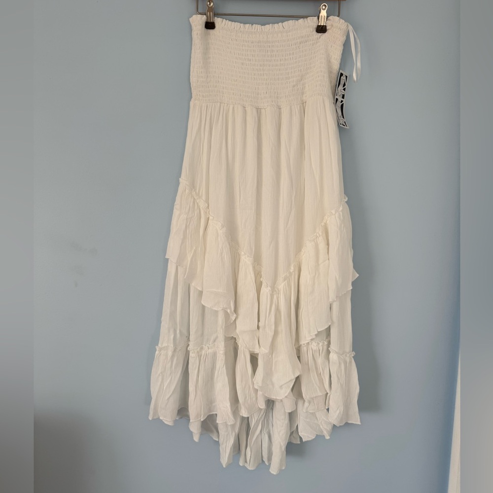 Aeropostale White Tiered High-Low Maxi Skirt